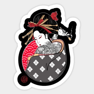 Tattooed geisha smoking Sticker